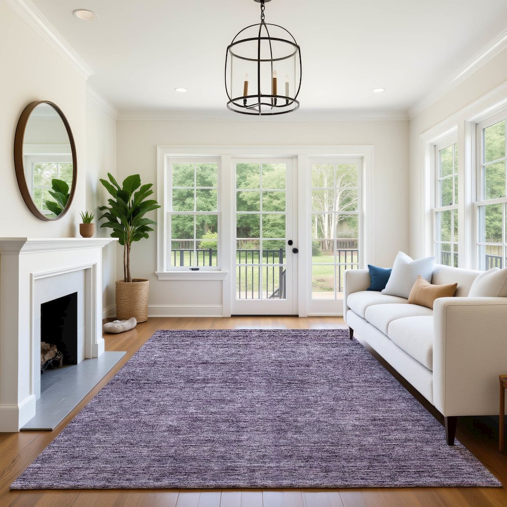 Luxury Washable Indoor/Outdoor Soft Essentials SE1 Purple 5' x 7'6" Rug. Picture 6