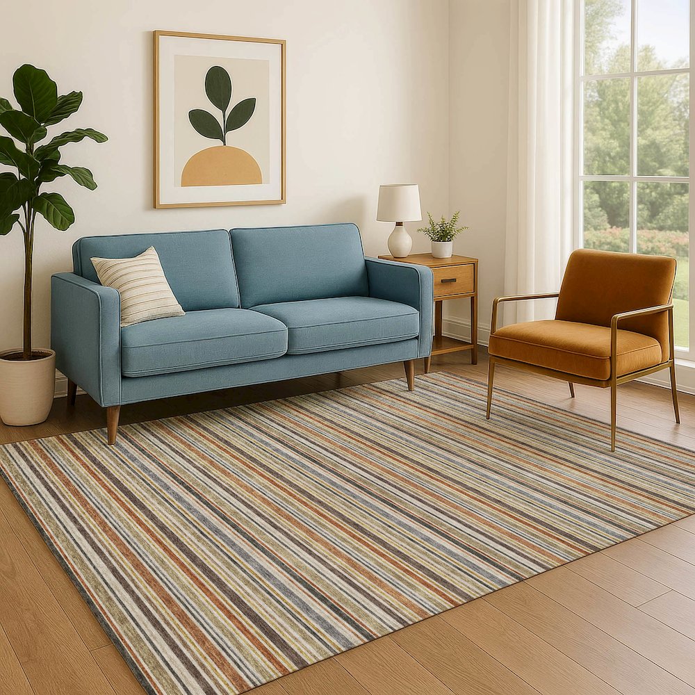 Luxury Washable Indoor/Outdoor Soft Essentials SE2 Multi 8' x 10' Rug. Picture 6