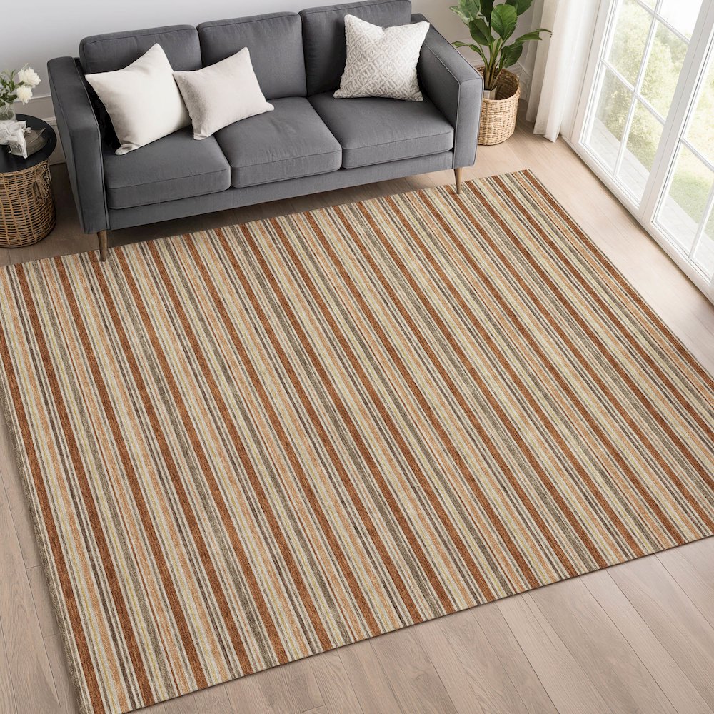 Luxury Washable Indoor/Outdoor Soft Essentials SE2 Orange 5' x 7'6" Rug. Picture 5