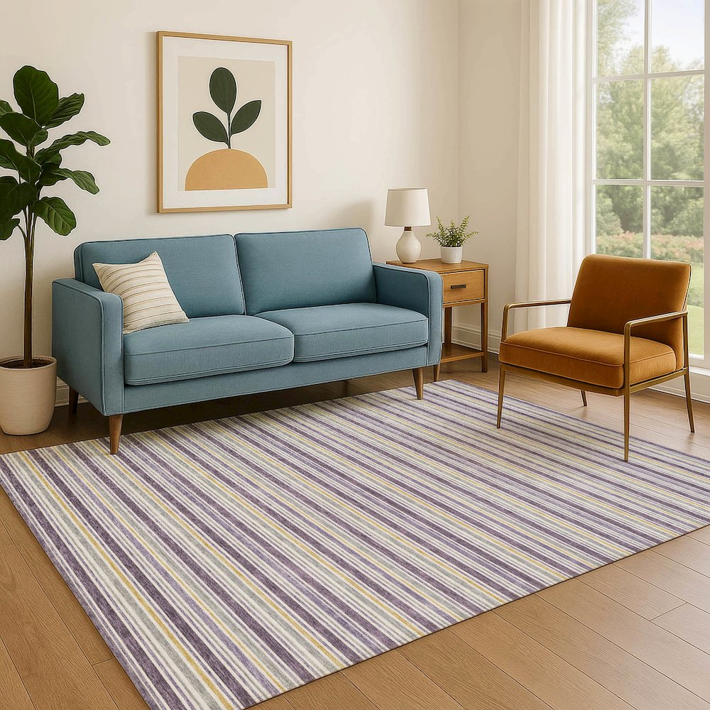 Luxury Washable Indoor/Outdoor Soft Essentials SE2 Purple 5' x 7'6" Rug. Picture 6