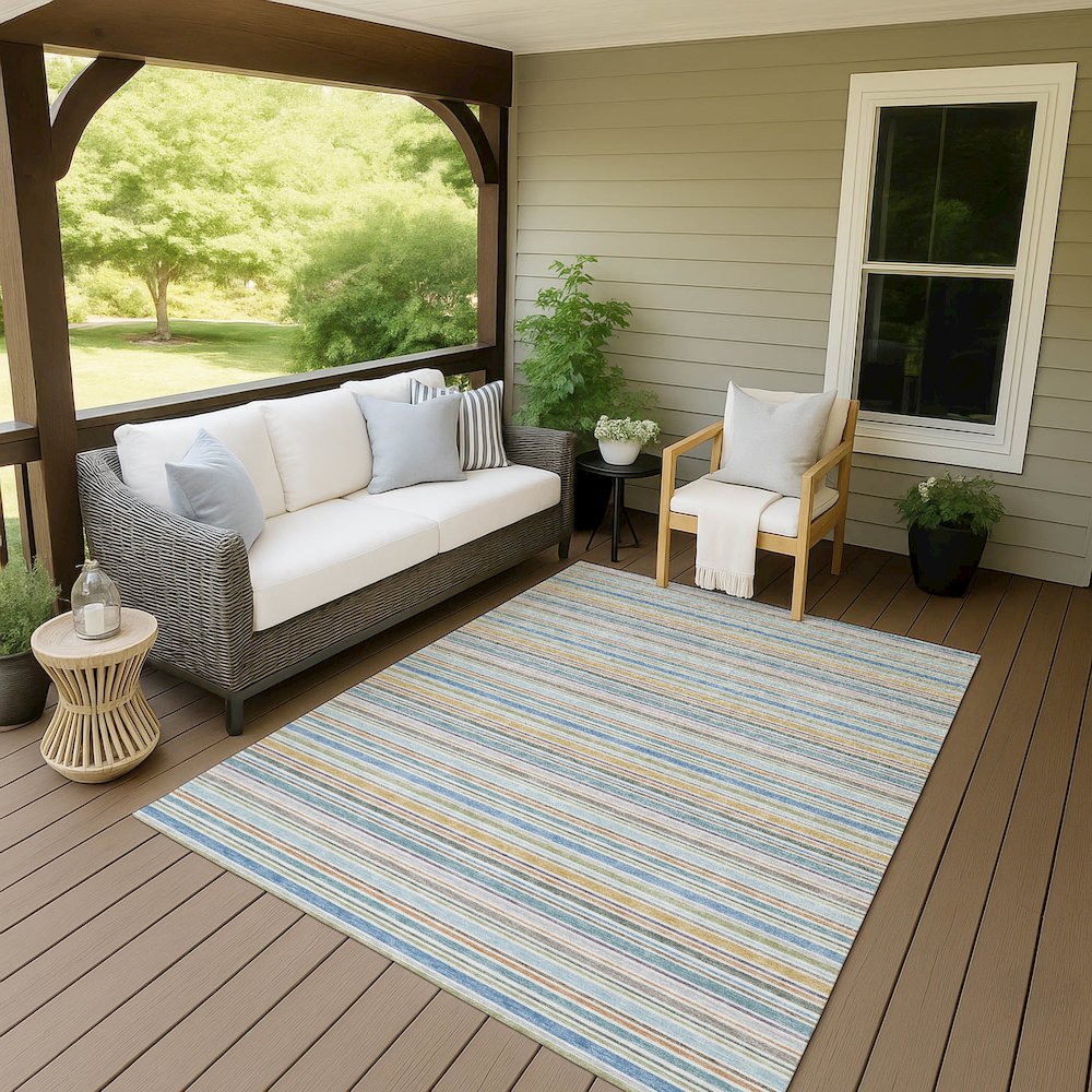 Luxury Washable Indoor/Outdoor Soft Essentials SE2 Multi 3' x 5' Rug. Picture 7