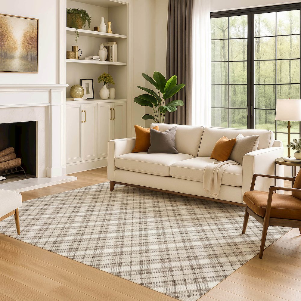 Luxury Washable Indoor/Outdoor Soft Essentials SE3 Brown 5' x 7'6" Rug. Picture 6