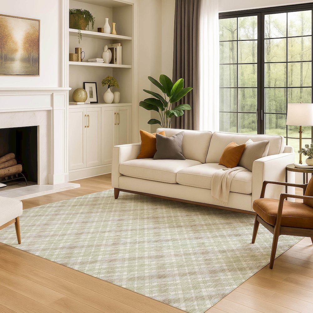 Luxury Washable Indoor/Outdoor Soft Essentials SE3 Green 5' x 7'6" Rug. Picture 6