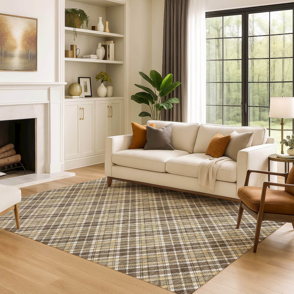 Luxury Washable Indoor/Outdoor Soft Essentials SE3 Brown 5' x 7'6" Rug. Picture 6