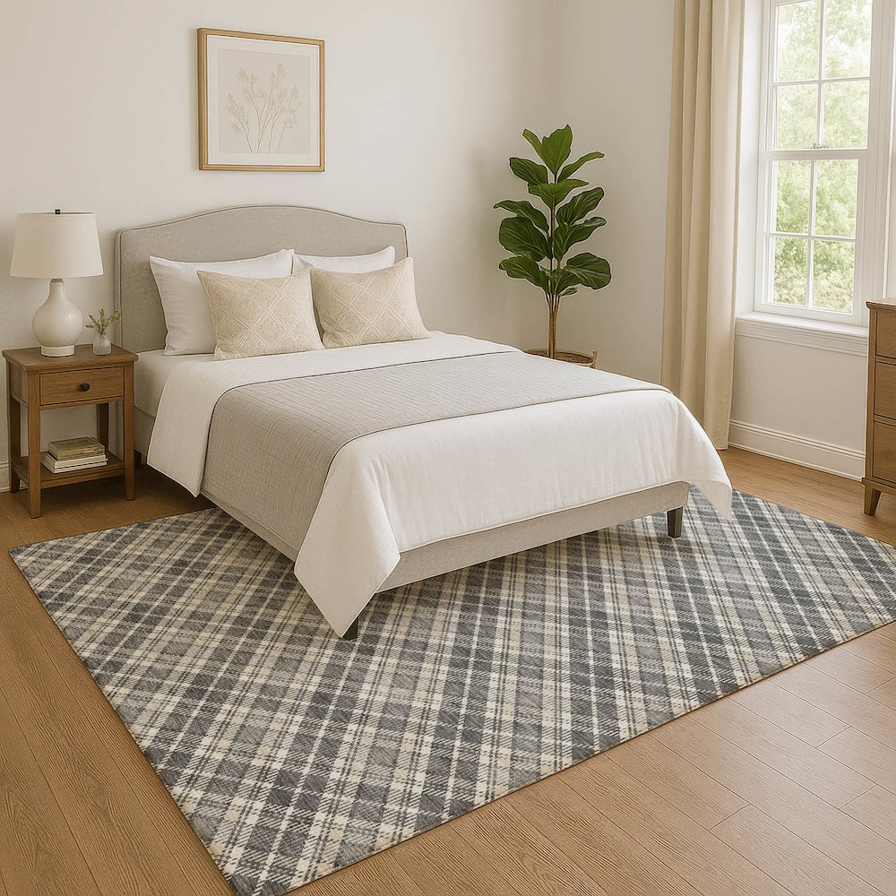 Luxury Washable Indoor/Outdoor Soft Essentials SE3 Gray 5' x 7'6" Rug. Picture 5
