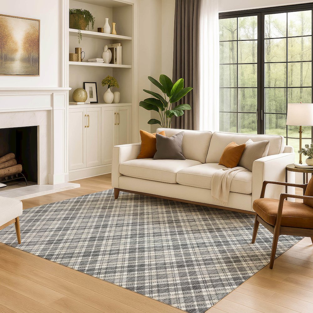 Luxury Washable Indoor/Outdoor Soft Essentials SE3 Gray 5' x 7'6" Rug. Picture 6