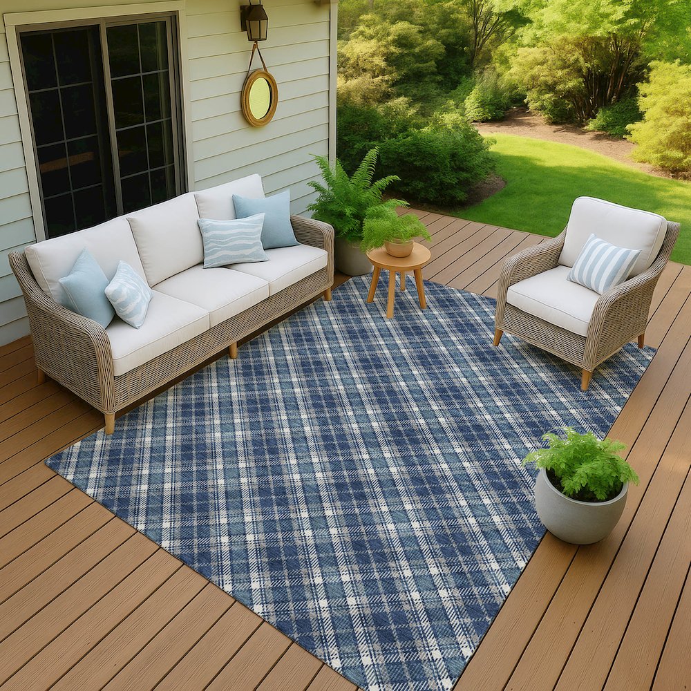 Luxury Washable Indoor/Outdoor Soft Essentials SE3 Blue 3' x 5' Rug. Picture 7