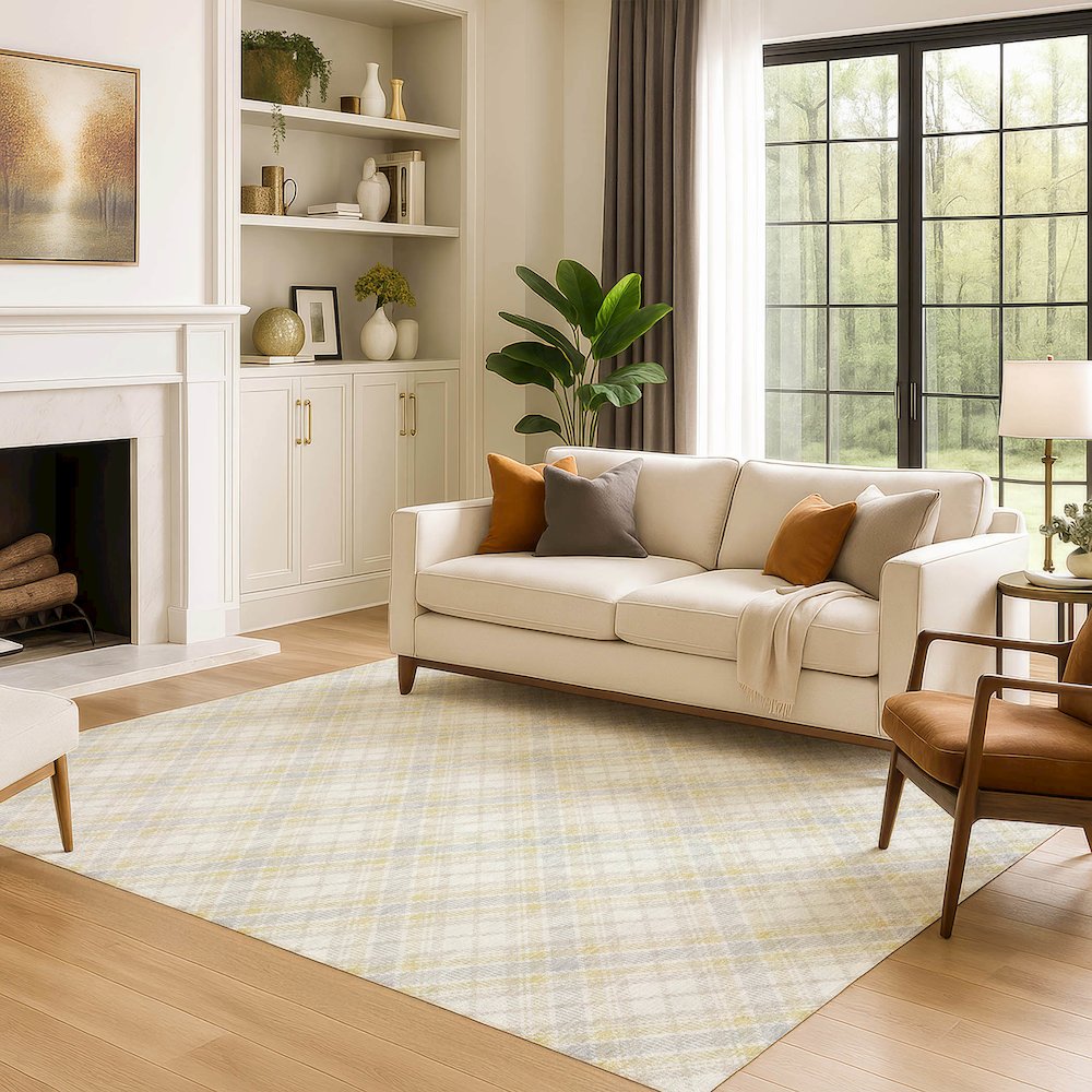 Luxury Washable Indoor/Outdoor Soft Essentials SE3 Gold 5' x 7'6" Rug. Picture 6