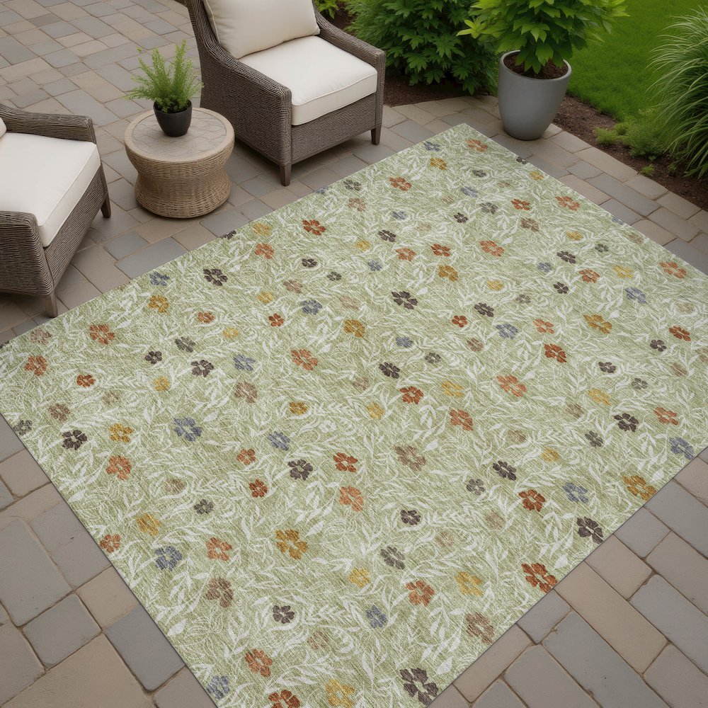 Luxury Washable Indoor/Outdoor Soft Essentials SE4 Green 3' x 5' Rug. Picture 7