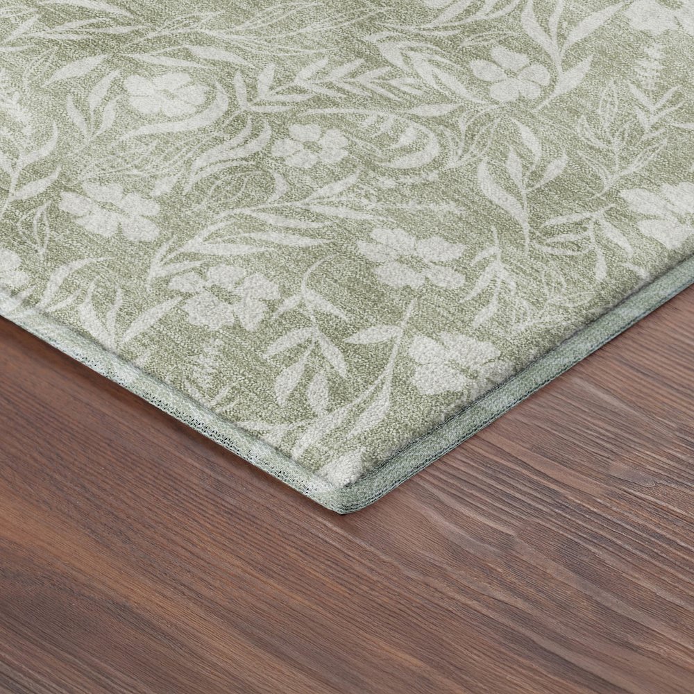 Luxury Washable Indoor/Outdoor Soft Essentials SE4 Green 2'6" x 3'10" Rug. Picture 2