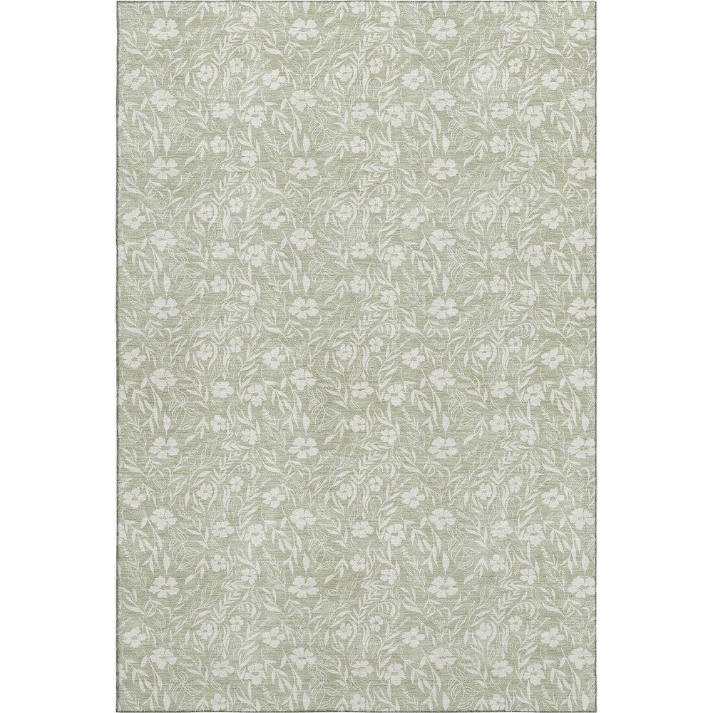 Luxury Washable Indoor/Outdoor Soft Essentials SE4 Green 5' x 7'6" Rug. Picture 1