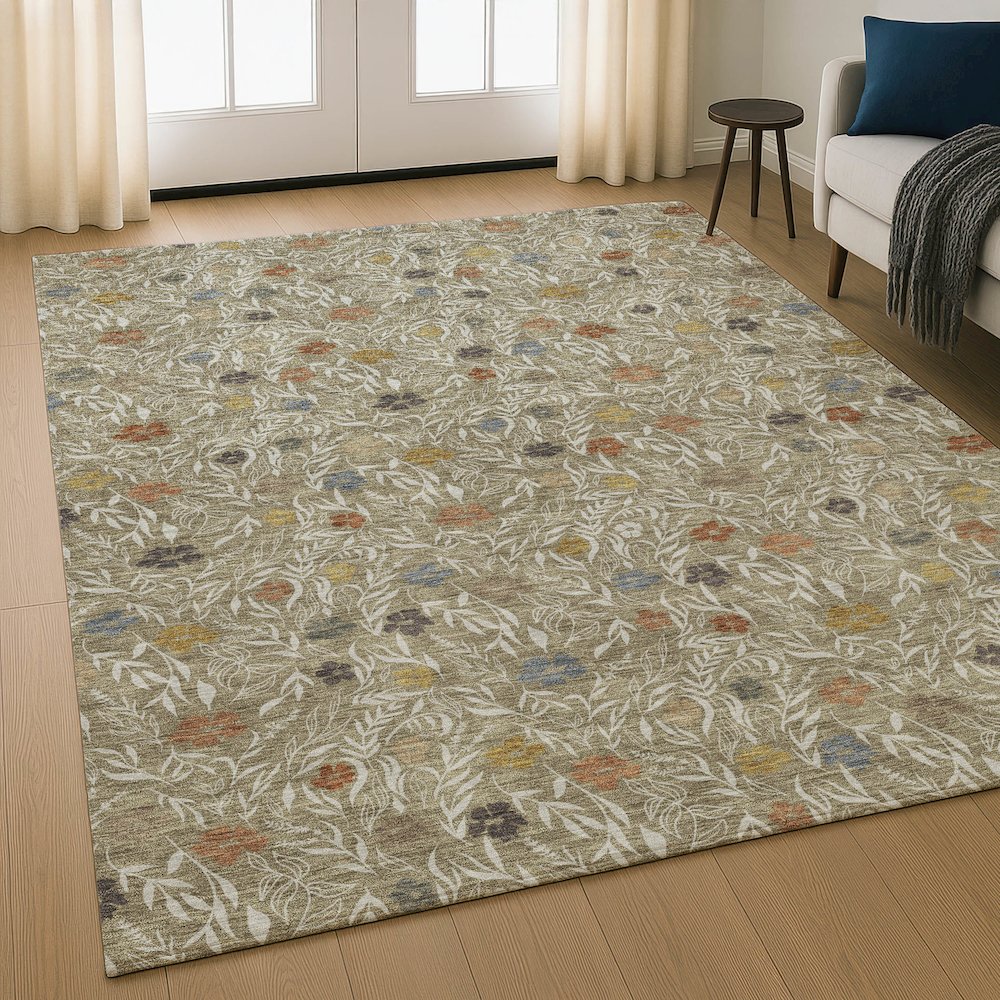 Luxury Washable Indoor/Outdoor Soft Essentials SE4 Brown 5' x 7'6" Rug. Picture 5