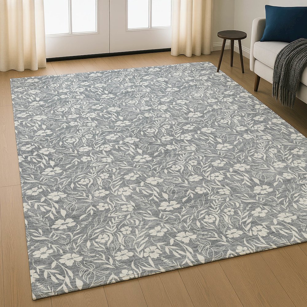 Luxury Washable Indoor/Outdoor Soft Essentials SE4 Gray 5' x 7'6" Rug. Picture 5