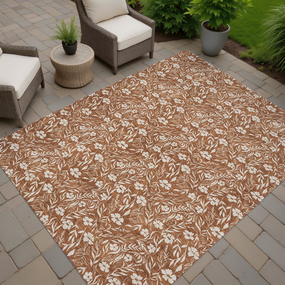 Luxury Washable Indoor/Outdoor Soft Essentials SE4 Orange 3' x 5' Rug. Picture 7