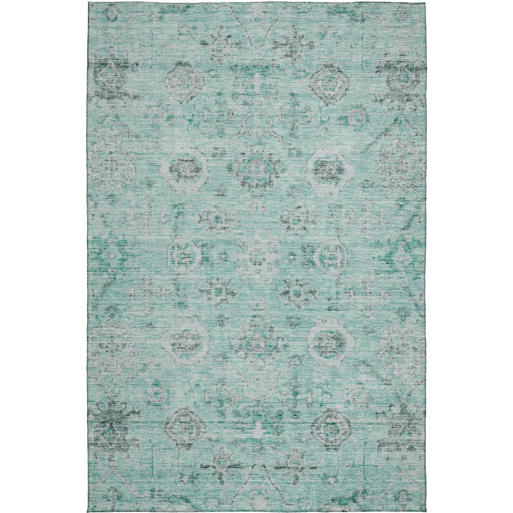 Luxury Washable Indoor/Outdoor Solace Teal 5' x 7'6" Rug. Picture 1