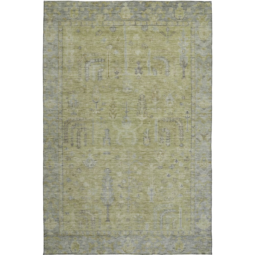 Luxury Washable Indoor/Outdoor Solace Aloe 5' x 7'6" Rug. Picture 1
