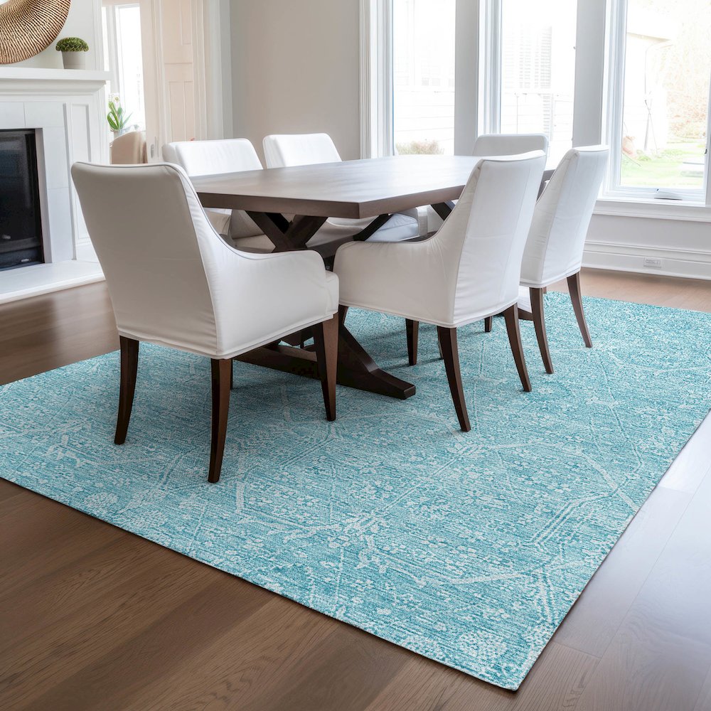 Luxury Washable Indoor/Outdoor Solace Sky 5' x 7'6" Rug. Picture 6