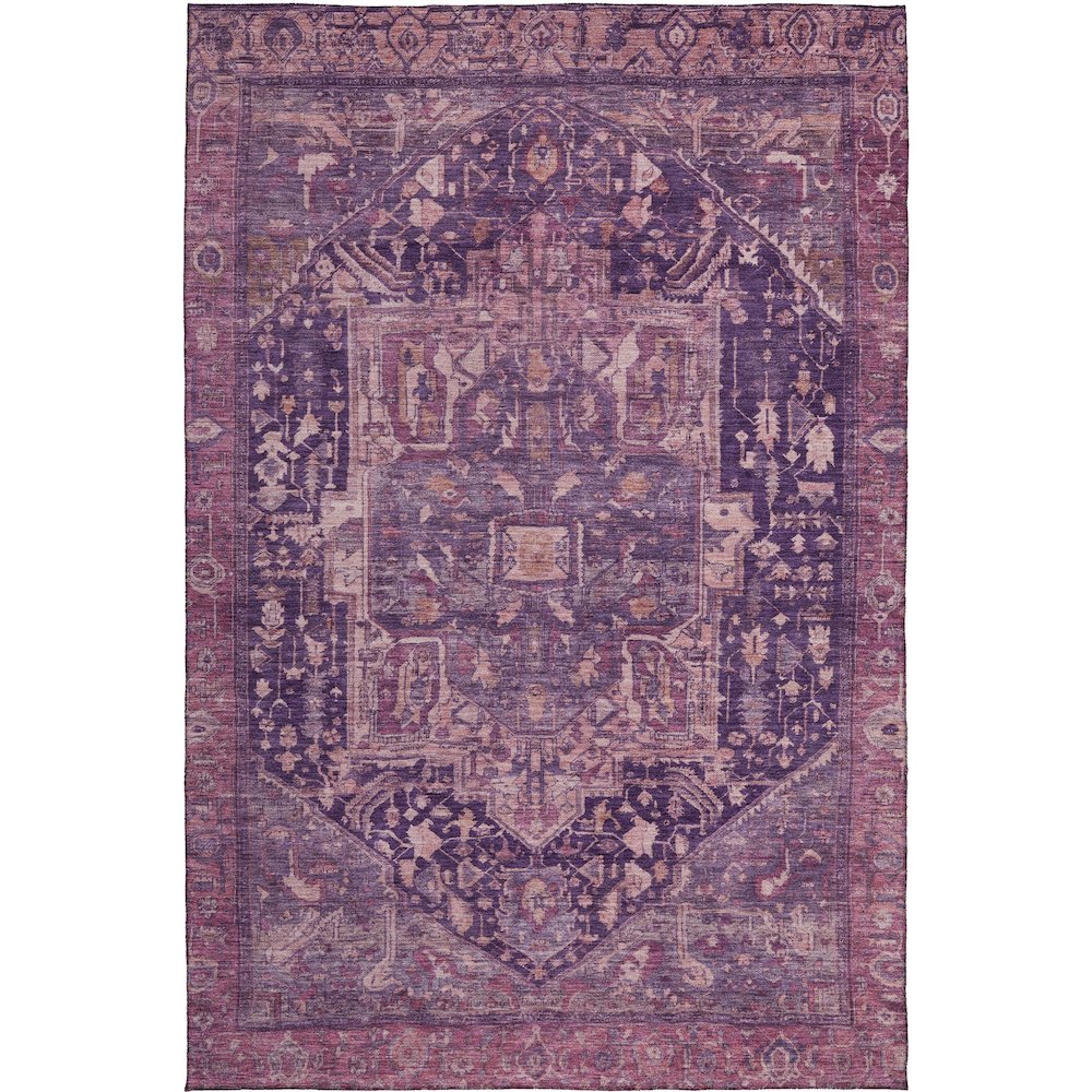 Luxury Washable Indoor/Outdoor Solace Eggplant 5' x 7'6" Rug. Picture 1