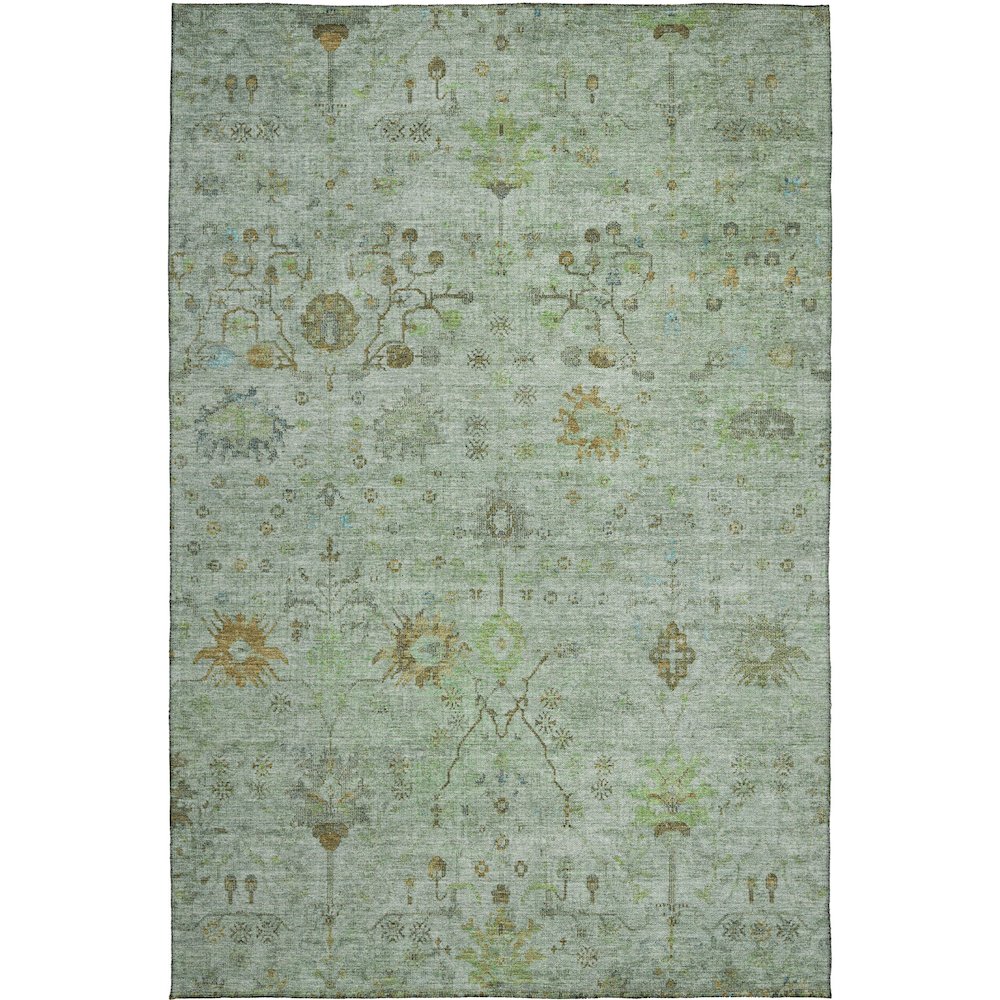 Luxury Washable Indoor/Outdoor Solace Aloe 5' x 7'6" Rug. Picture 1