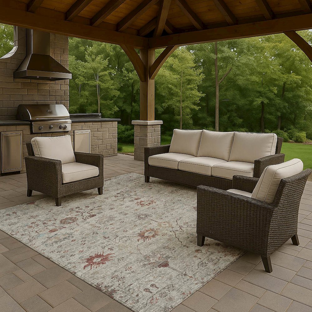 Luxury Washable Indoor/Outdoor Solace Gray 5' x 7'6" Rug. Picture 7