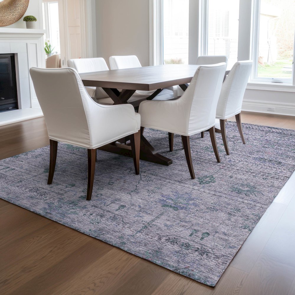Luxury Washable Indoor/Outdoor Solace Lavender 5' x 7'6" Rug. Picture 6