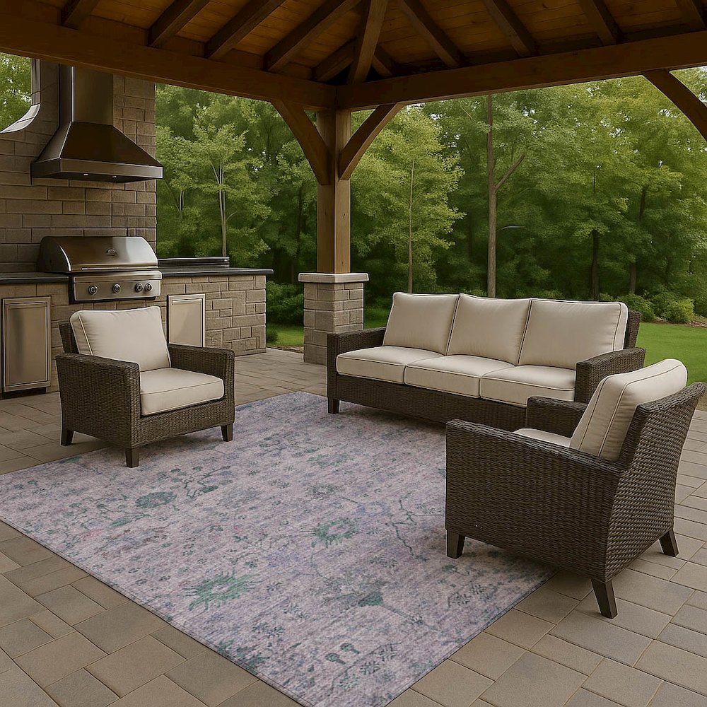 Luxury Washable Indoor/Outdoor Solace Lavender 5' x 7'6" Rug. Picture 7