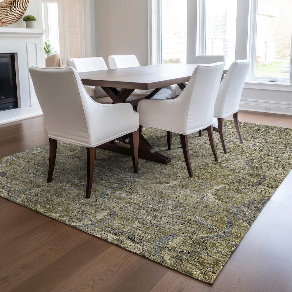 Luxury Washable Indoor/Outdoor Solace Taupe 5' x 7'6" Rug. Picture 6