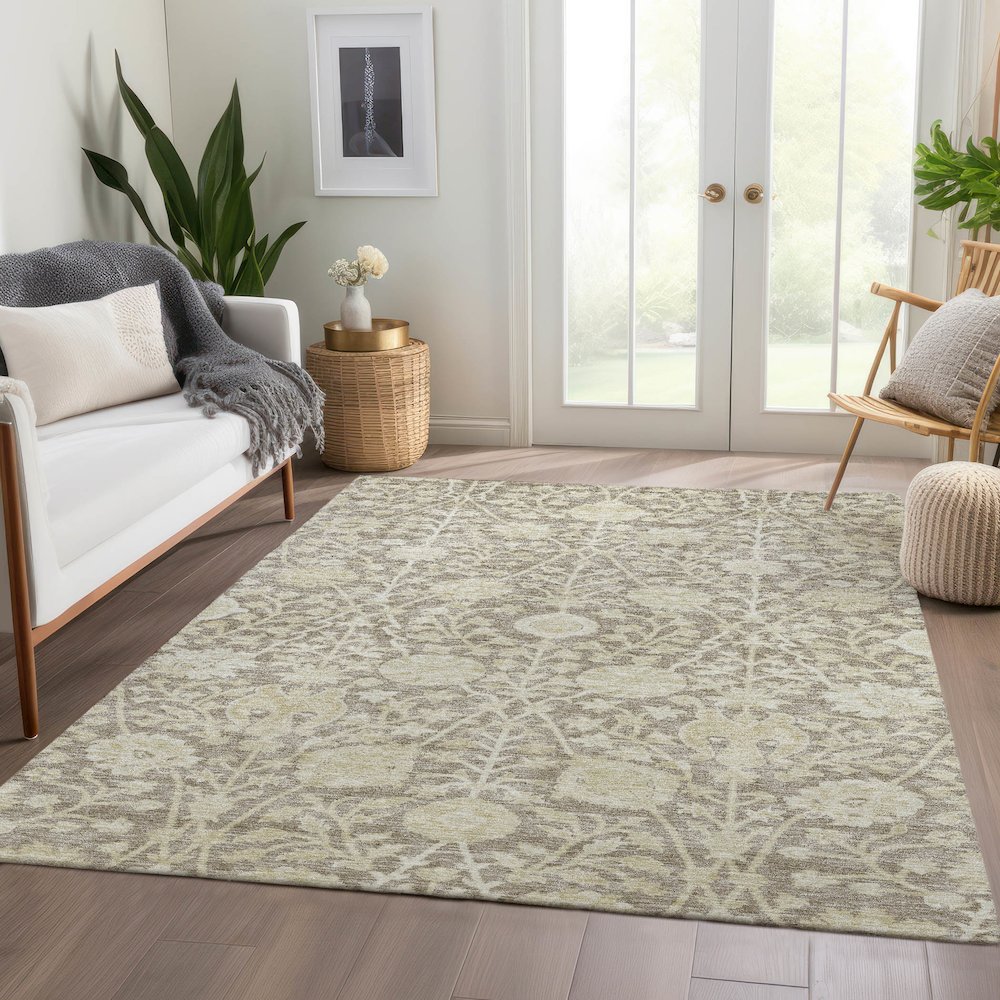 Luxury Washable Indoor/Outdoor Solace Mocha 5' x 7'6" Rug. Picture 5