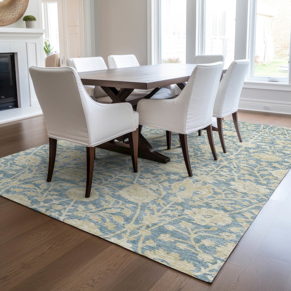 Luxury Washable Indoor/Outdoor Solace Sky 5' x 7'6" Rug. Picture 6