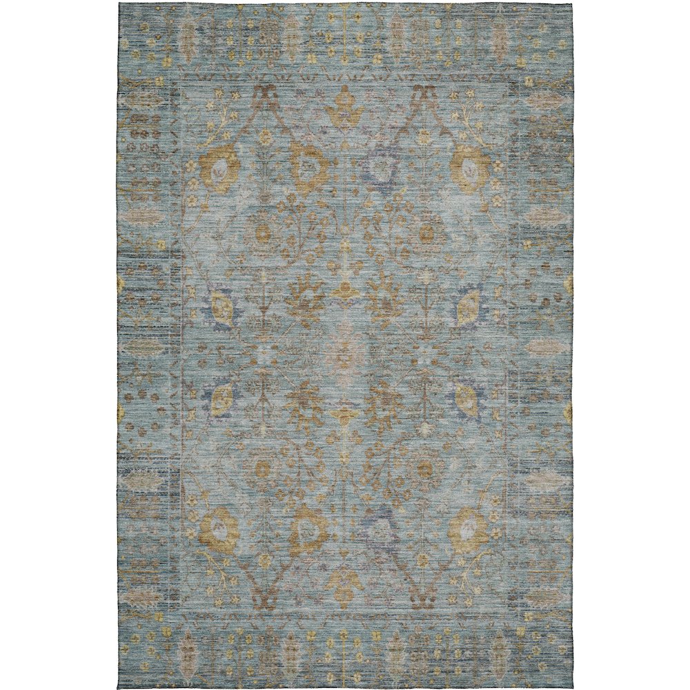 Luxury Washable Indoor/Outdoor Solace Teal 5' x 7'6" Rug. Picture 1