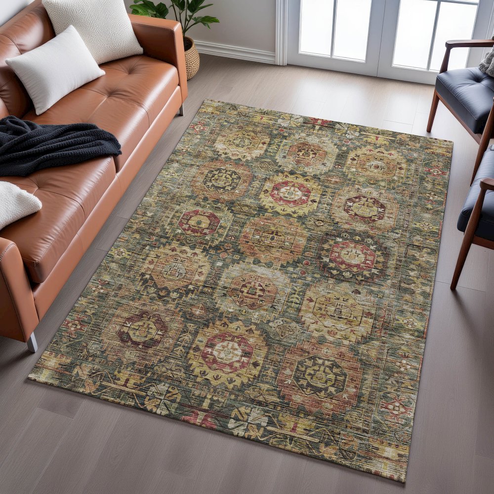 Indoor/Outdoor Silk Road Fern 5' x 7'6" Rug. Picture 6
