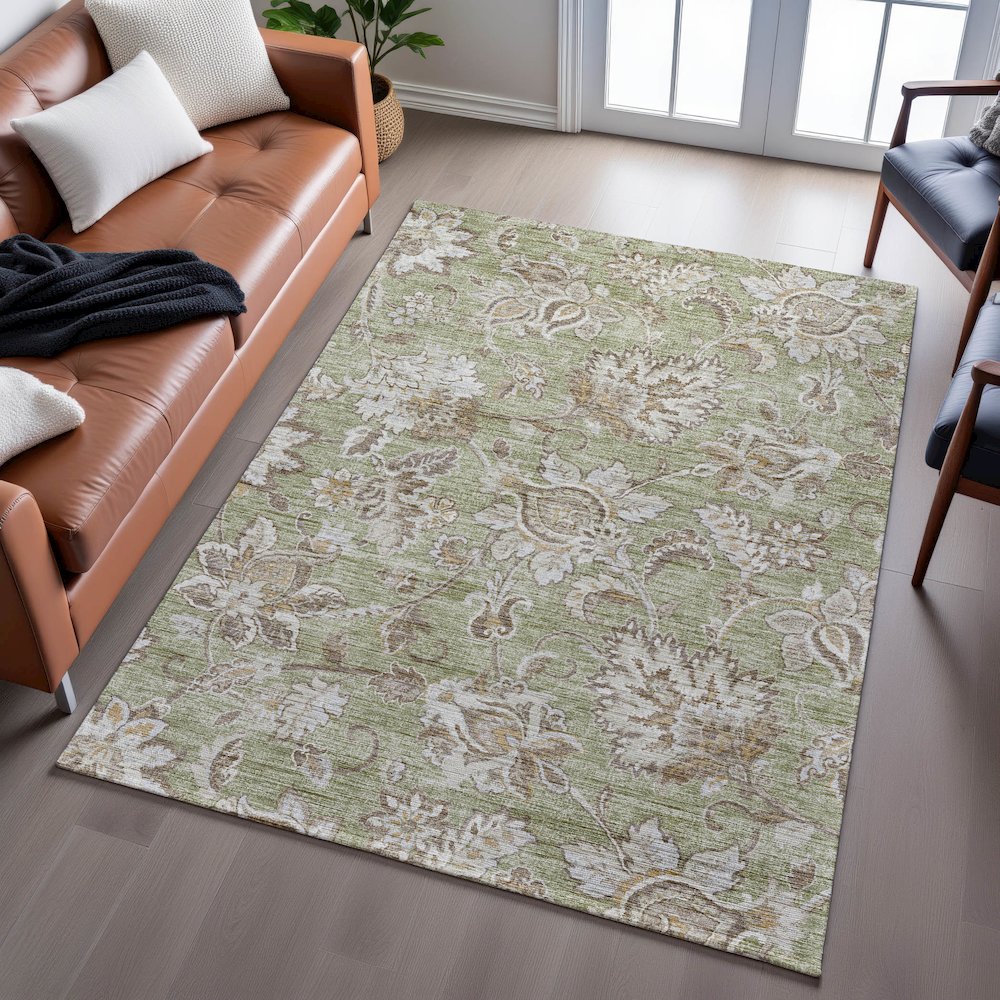 Indoor/Outdoor Silk Road Aloe 5' x 7'6" Rug. Picture 6