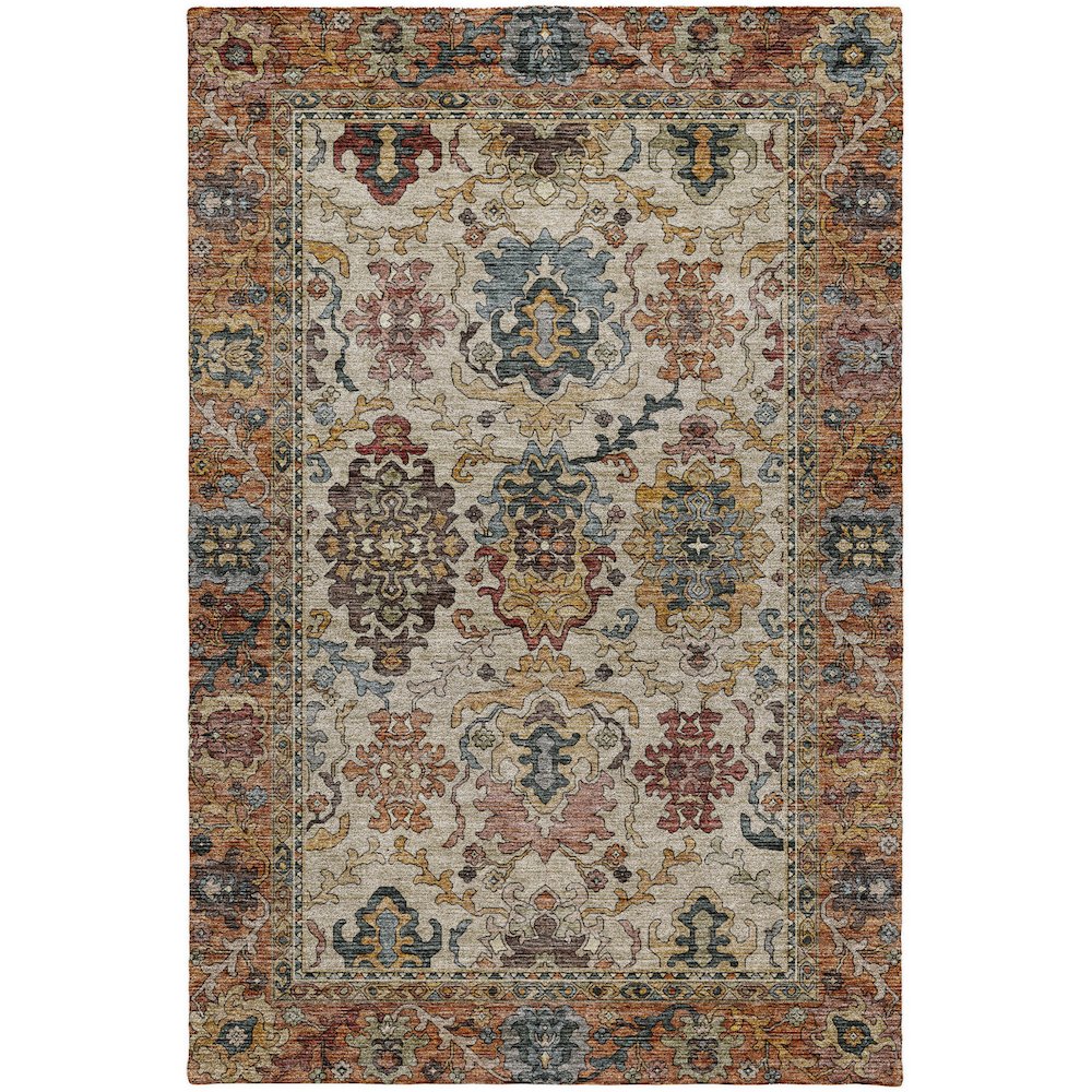 Indoor/Outdoor Silk Road Copper 5' x 7'6" Rug. Picture 1