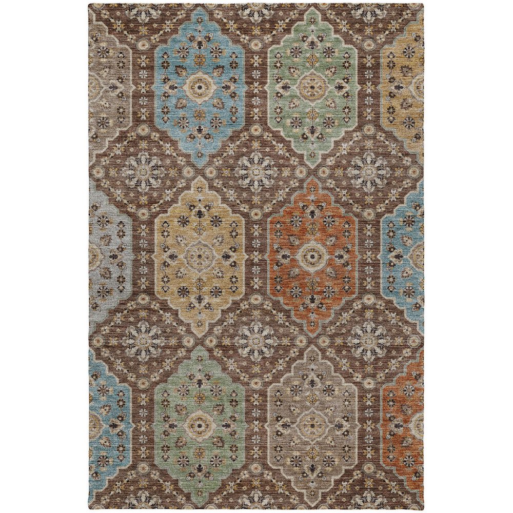 Indoor/Outdoor Silk Road Chocolate 5' x 7'6" Rug. Picture 1