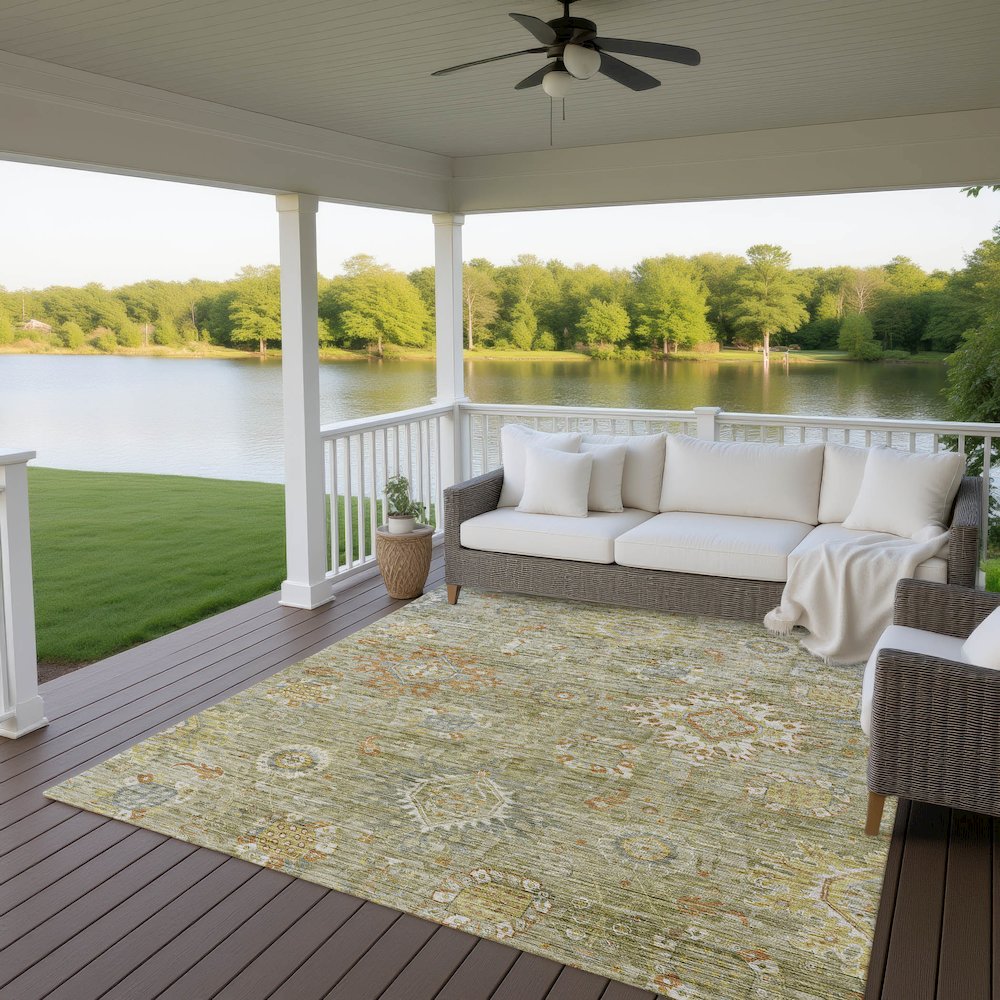 Indoor/Outdoor Silk Road Sage 5' x 7'6" Rug. Picture 7