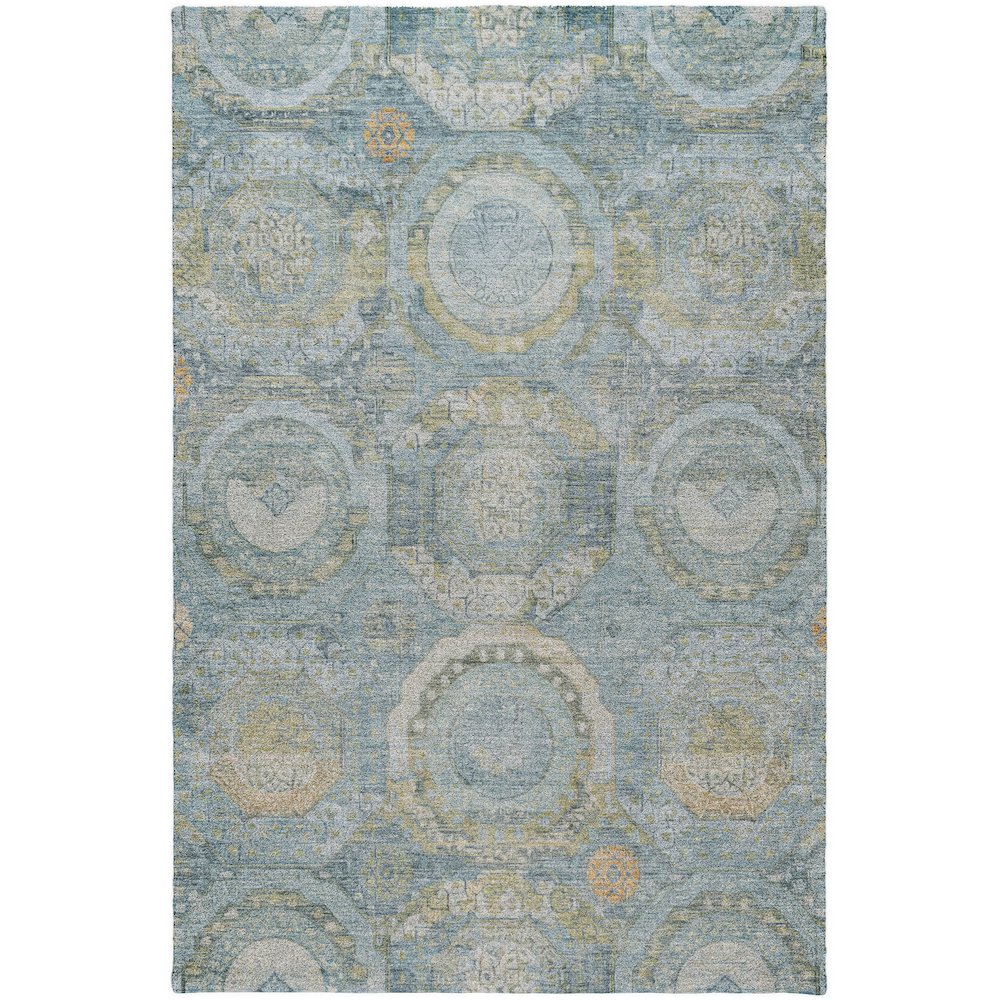 Luxury Washable Indoor/Outdoor Tabrook Blue 5' x 7'6" Rug. Picture 1