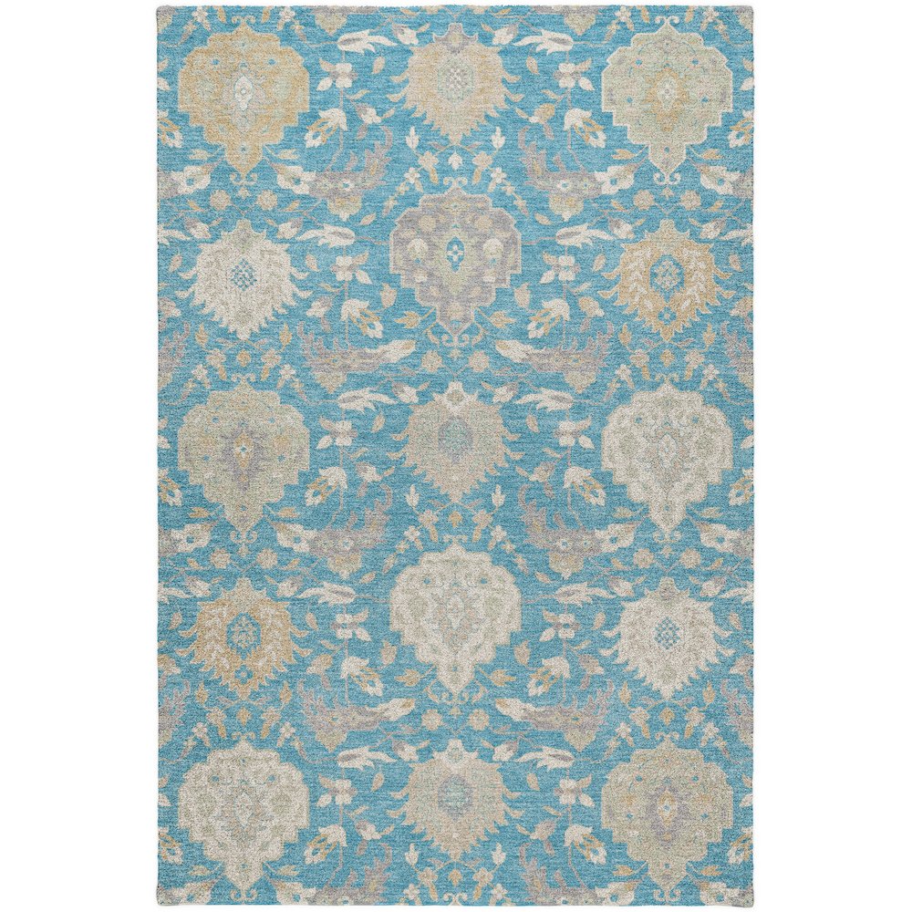 Luxury Washable Indoor/Outdoor Tabrook Blue 5' x 7'6" Rug. Picture 1