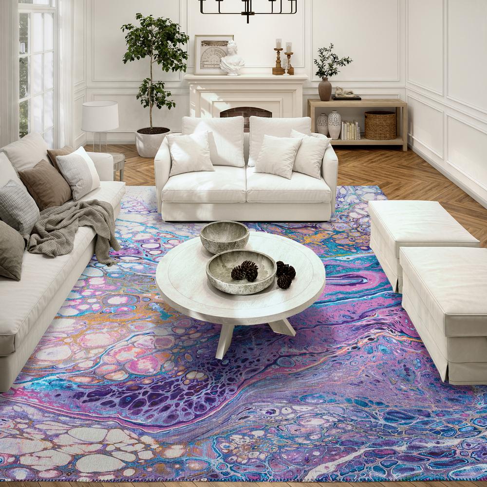 Karina Periwinkle Modern Abstract 3' x 5' Area Rug Periwinkle AKC49. Picture 1