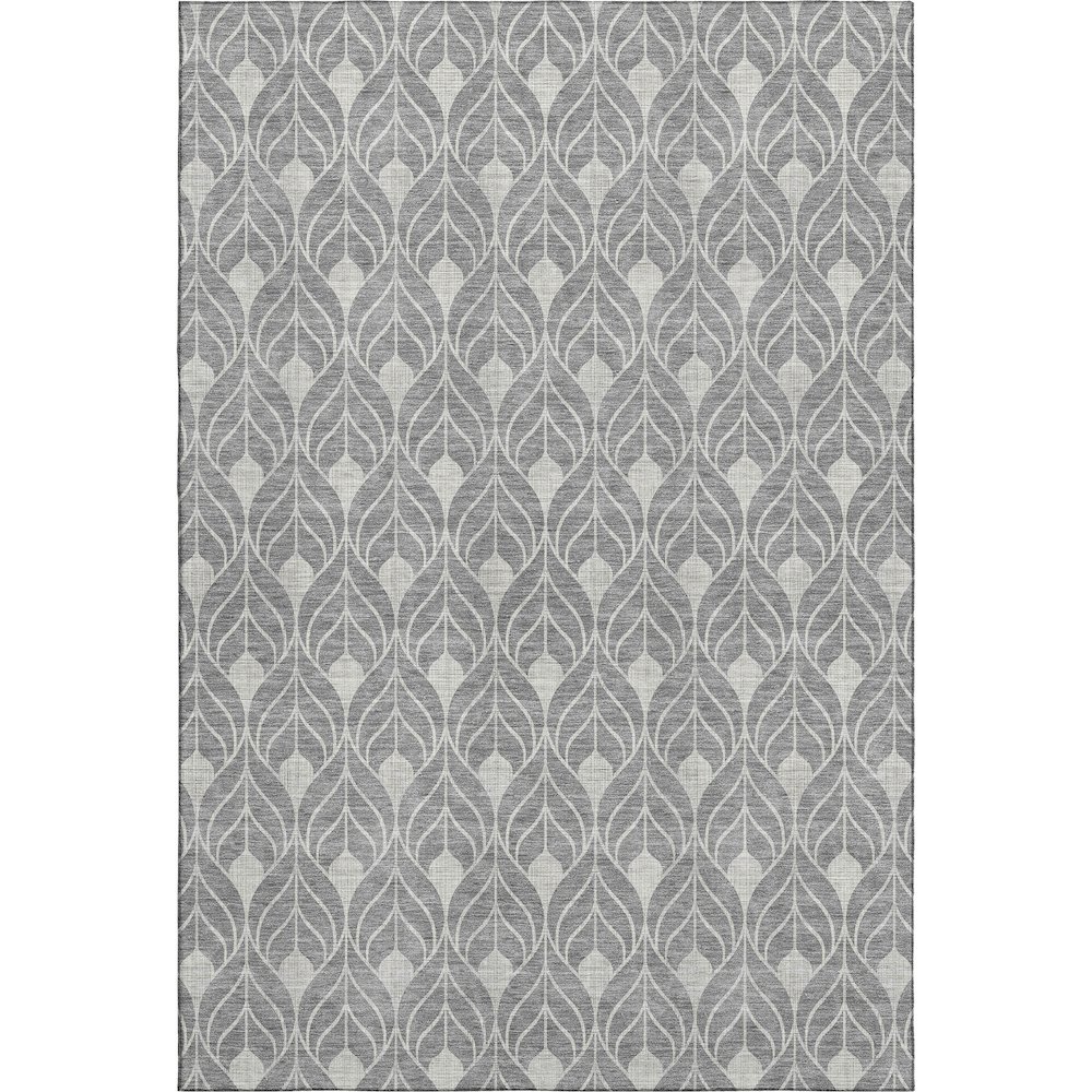 Luxury Washable Indoor/Outdoor The Reserve Gray 5' x 7'6" Rug. Picture 1