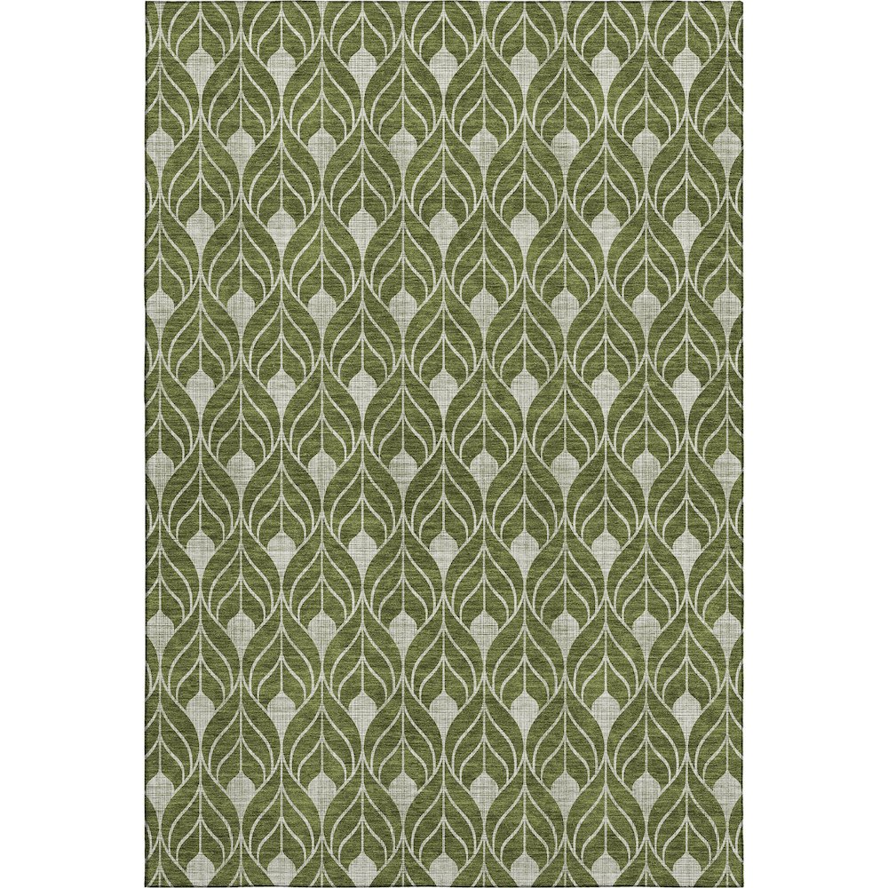 Luxury Washable Indoor/Outdoor The Reserve Olive 5' x 7'6" Rug. Picture 1