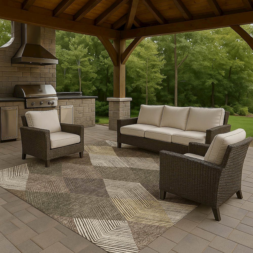 Luxury Washable Indoor/Outdoor The Reserve Brown 5' x 7'6" Rug. Picture 7