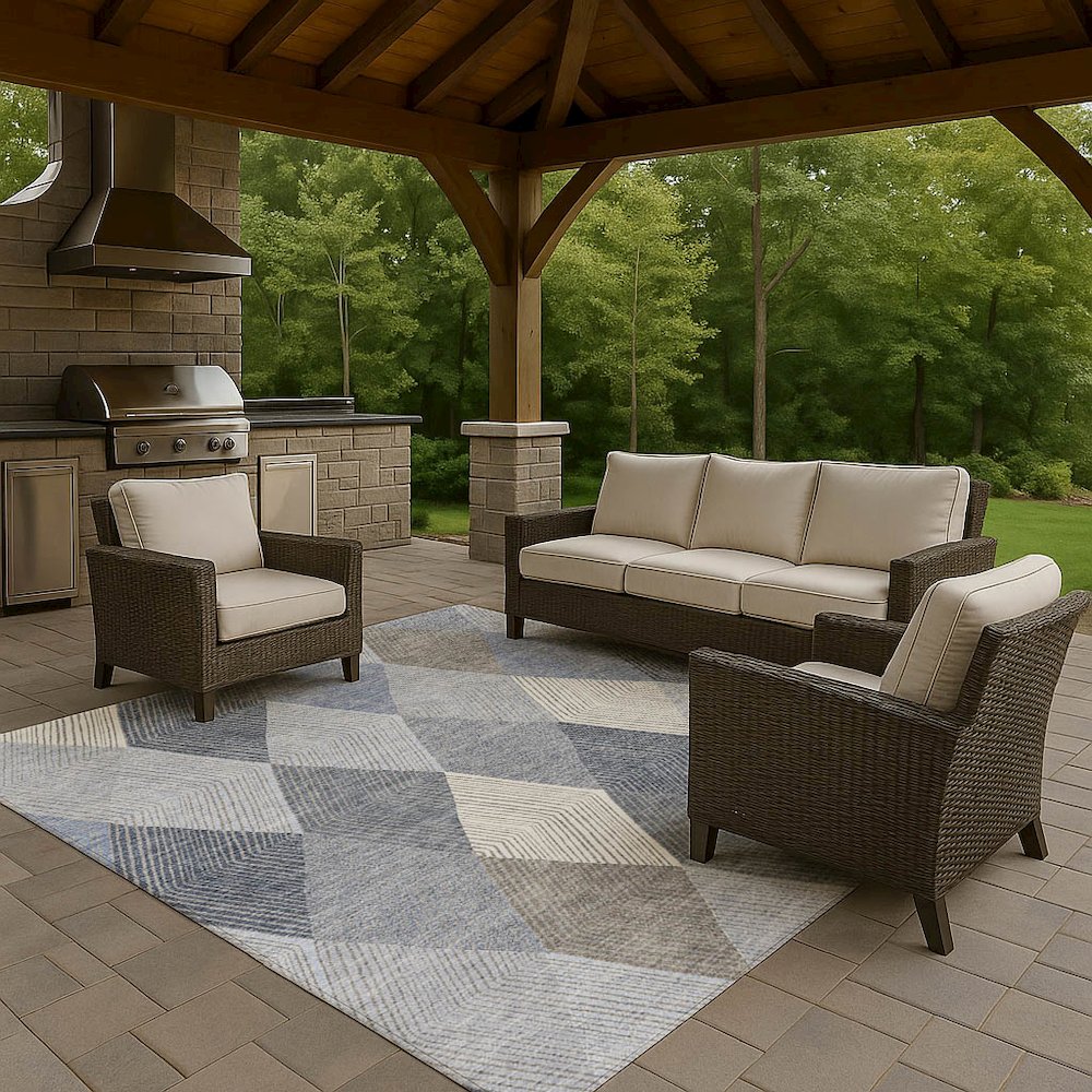 Luxury Washable Indoor/Outdoor The Reserve Denim 5' x 7'6" Rug. Picture 7