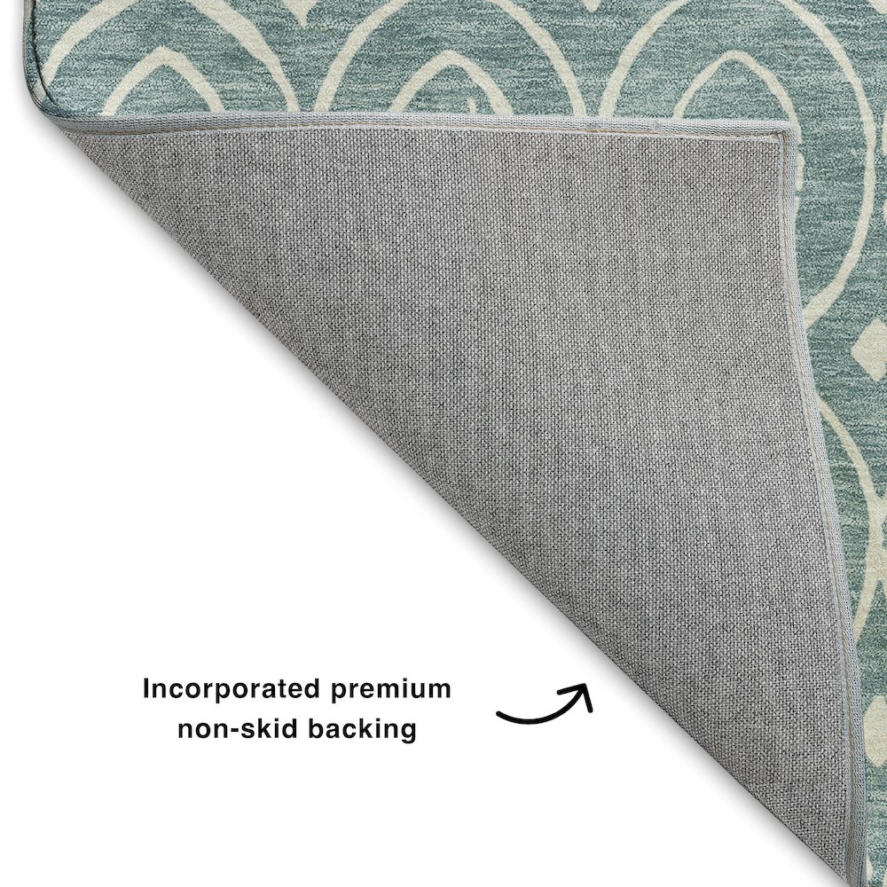Luxury Washable Indoor/Outdoor The Reserve Turquoise 2'6" x 3'10" Rug. Picture 4
