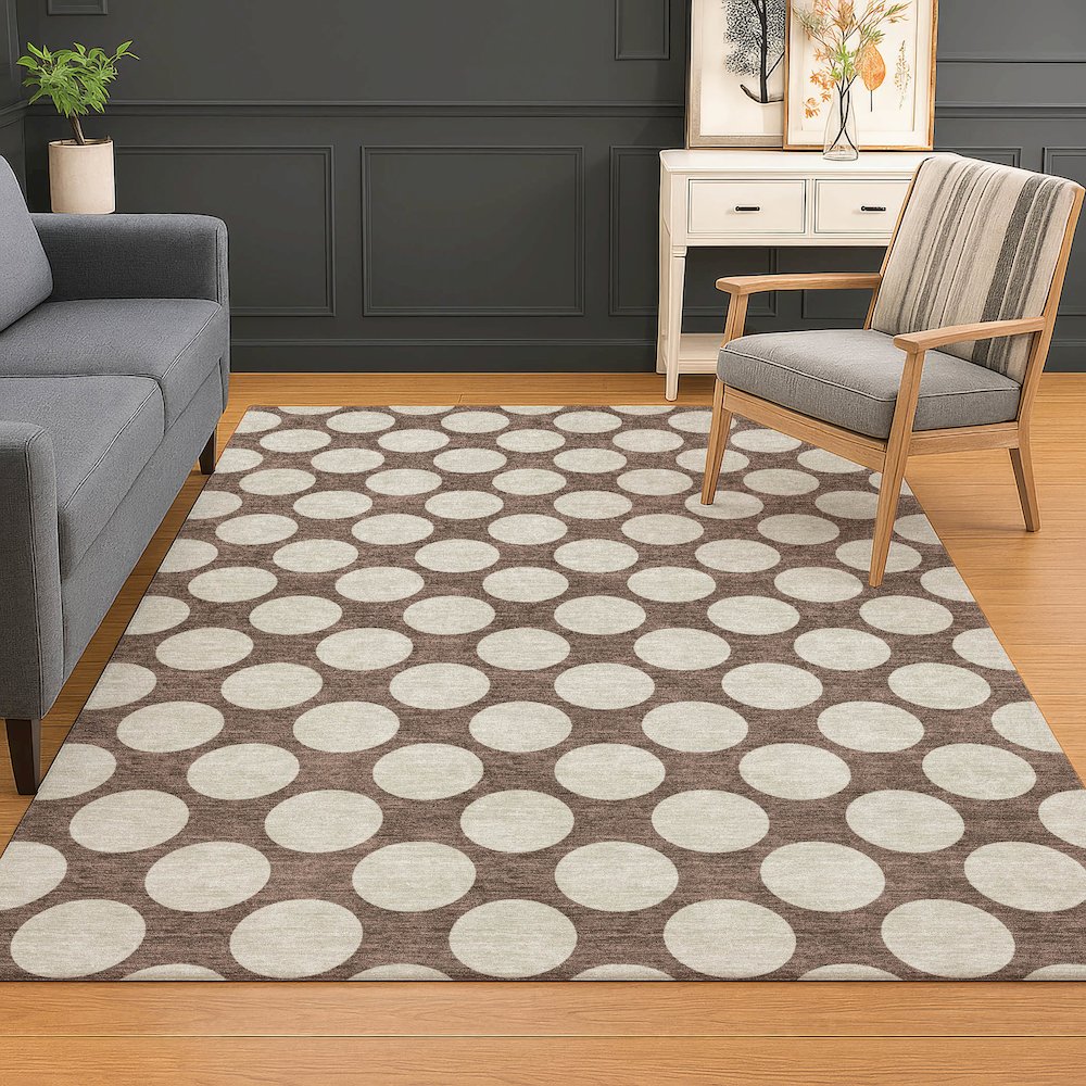 Luxury Washable Indoor/Outdoor The Reserve Coffee 5' x 7'6" Rug. Picture 5