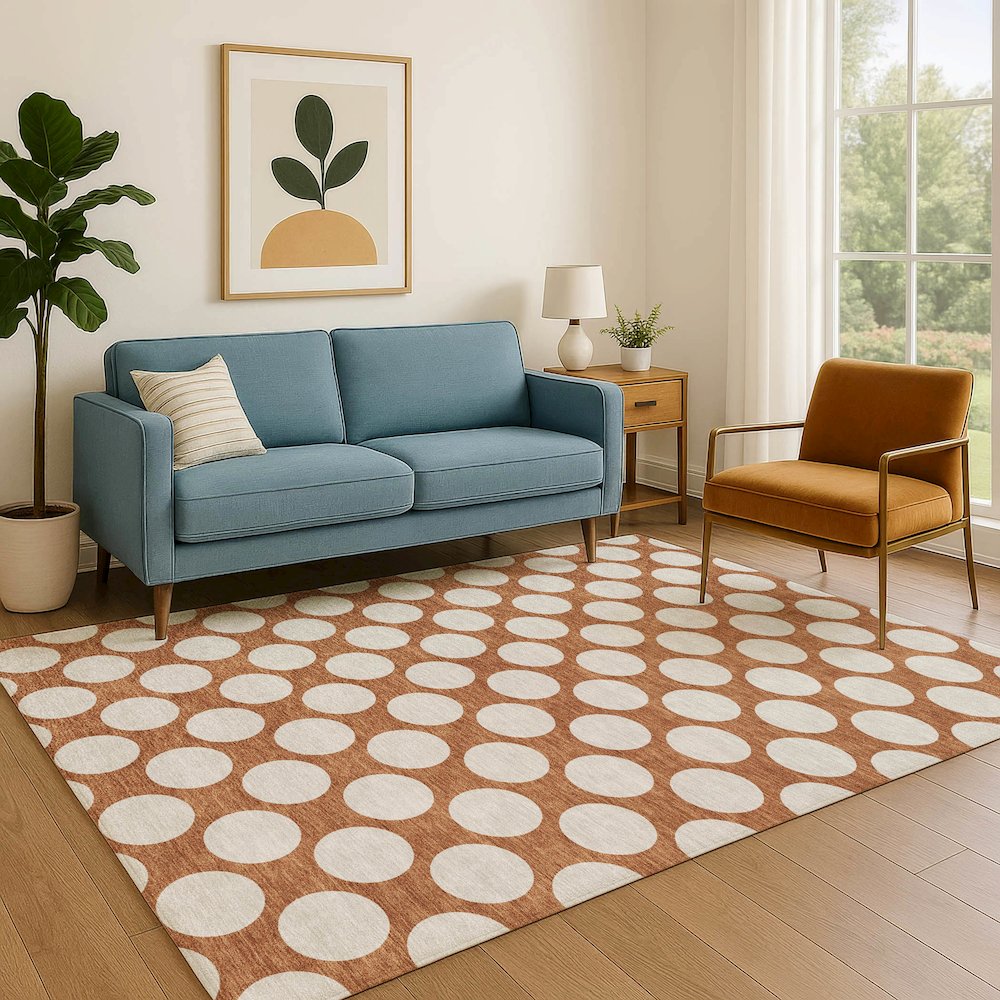 Luxury Washable Indoor/Outdoor The Reserve Paprika 5' x 7'6" Rug. Picture 6
