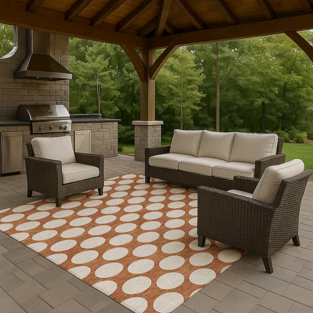 Luxury Washable Indoor/Outdoor The Reserve Paprika 5' x 7'6" Rug. Picture 7