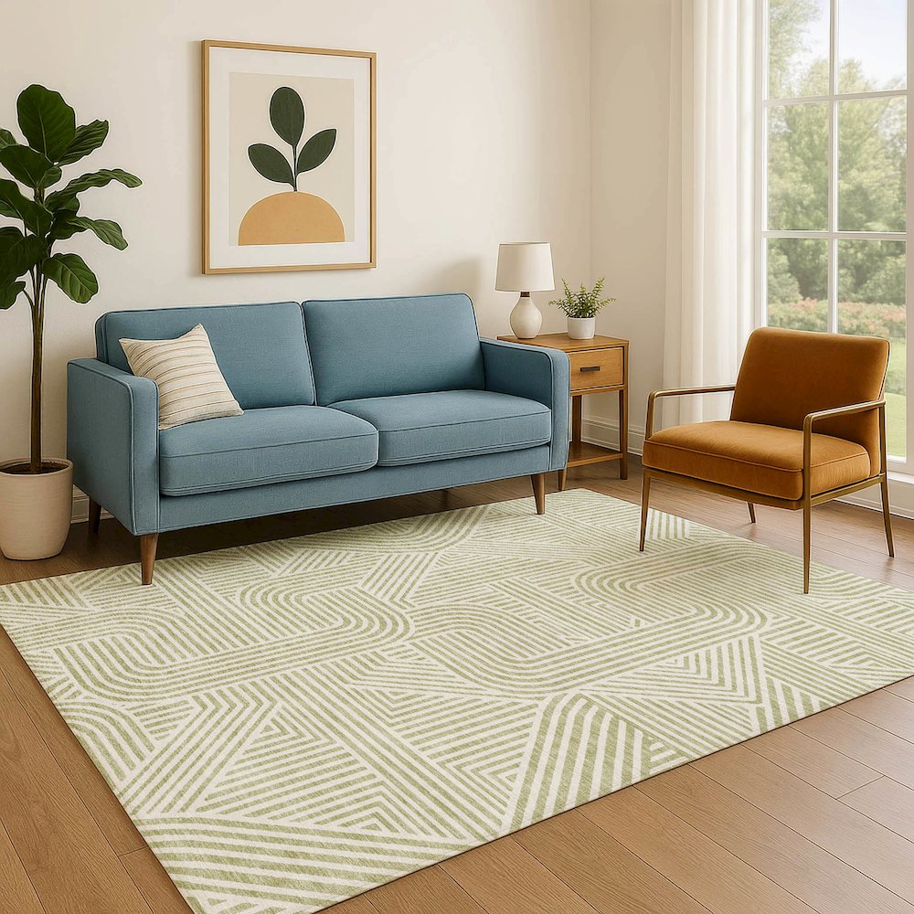 Luxury Washable Indoor/Outdoor The Reserve Aloe 5' x 7'6" Rug. Picture 6