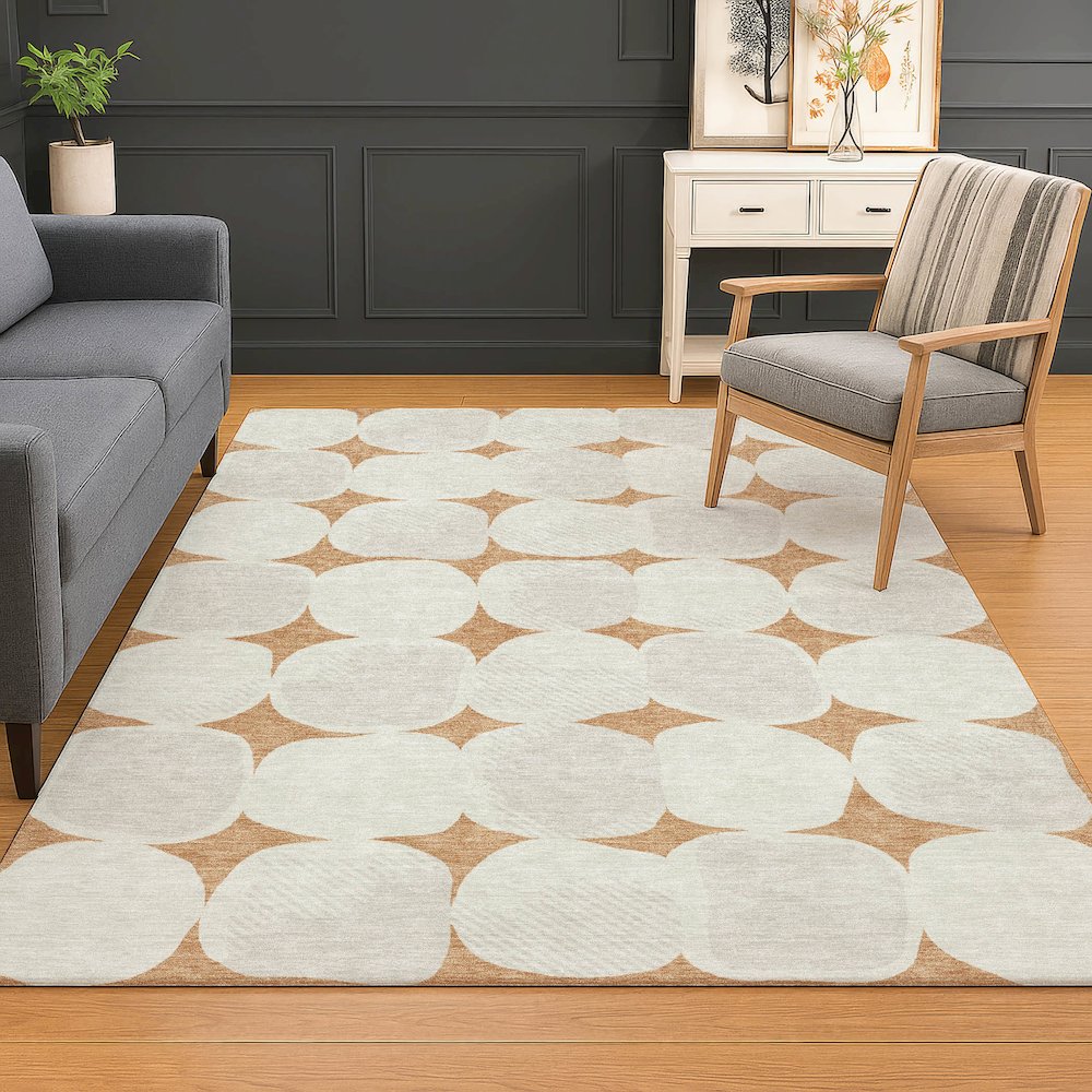 Luxury Washable Indoor/Outdoor The Reserve Copper 5' x 7'6" Rug. Picture 5