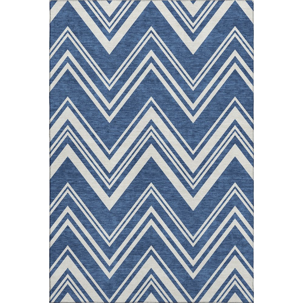 Luxury Washable Indoor/Outdoor The Reserve Blue 5' x 7'6" Rug. Picture 1