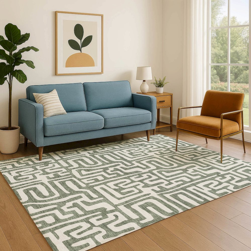 Luxury Washable Indoor/Outdoor The Reserve Basil 5' x 7'6" Rug. Picture 6